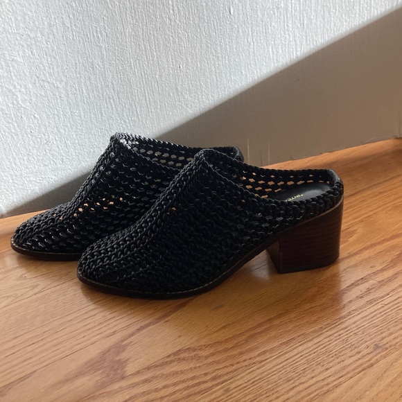 Intentionally Blank Caps Leather Caged block heeled mules Sz 8 - Picture 5 of 10